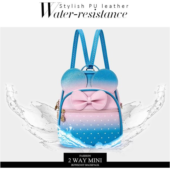 Bowknot Polka Dot Mini Backpack And Convertible Shoulder Bag Purse for Women - Picture 6 of 7